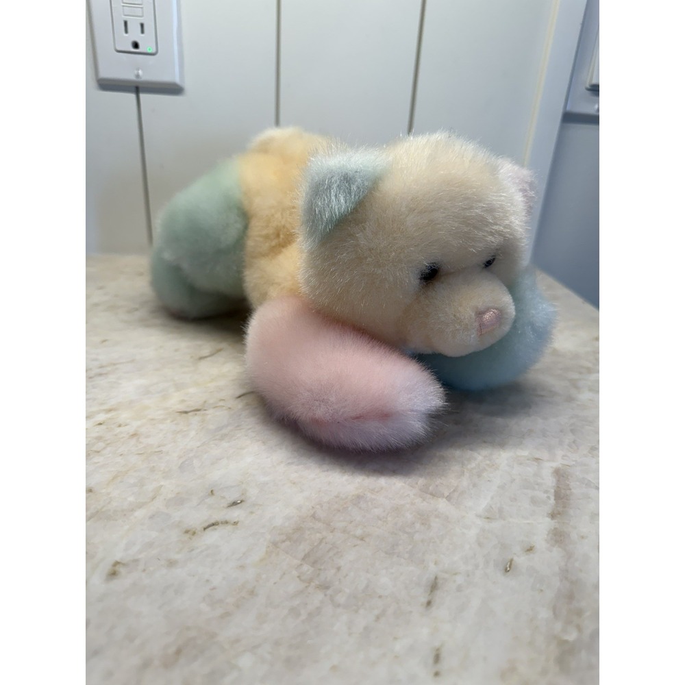 Aurora A&A Plush Vintage Teddy Bear Pastel Block‎ Rainbow Colors 11" Stuffed